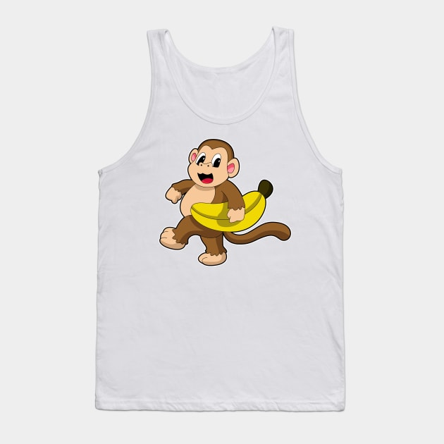 Monkey at Running with Banana Tank Top by Markus Schnabel